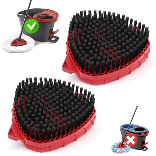 2 Pack Scrub Brush Attachment Compatible with O Cedar EasyWring Microfiber Spin Mop 1 Tank System, Upgraded Floor Scrubber Mop Replace Head, More Bristles Brush Heads for Kitchen, Deck and Bathroom