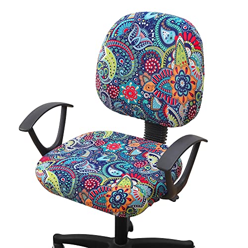 Smiry Stretch Printed Office Computer Desk Chair Covers for Seat & Backrest