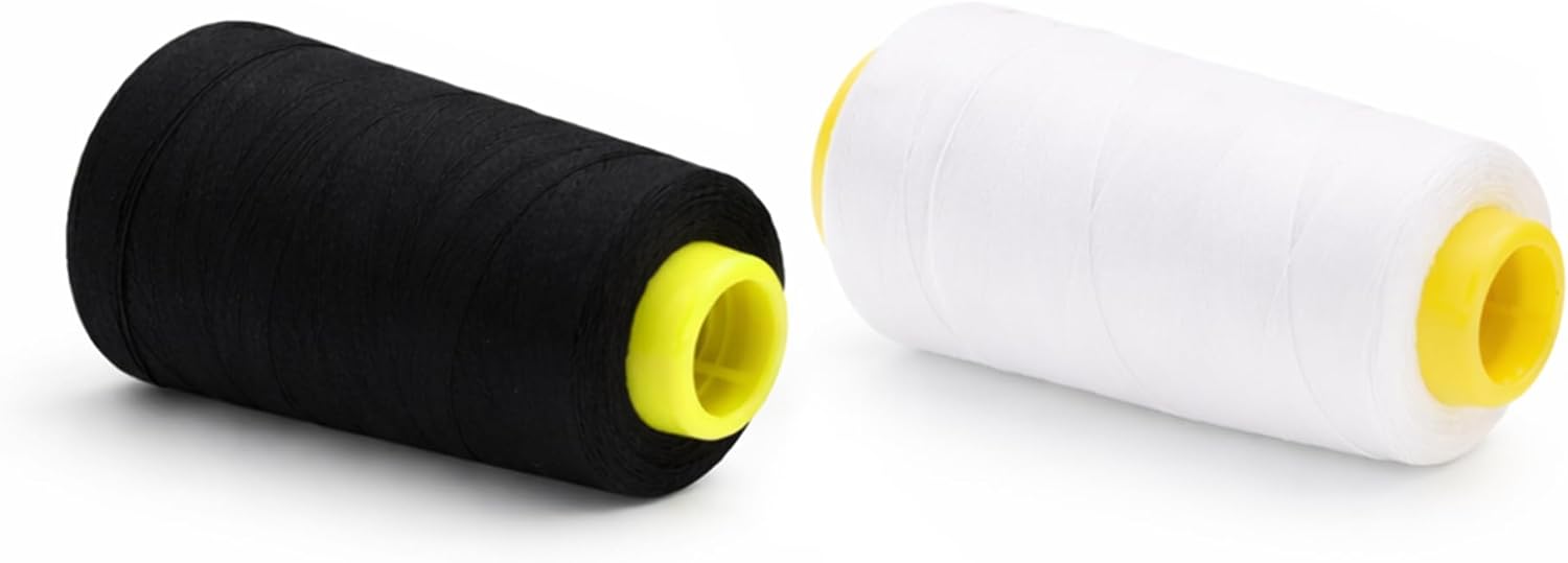 Mandala Crafts Black White Thread Cones for Machine and Hand Quilting - 4800 Yds 50 WT Multiple Purpose Mercerized 100% Cotton Threads for Sewing Machine Serger Embroidery