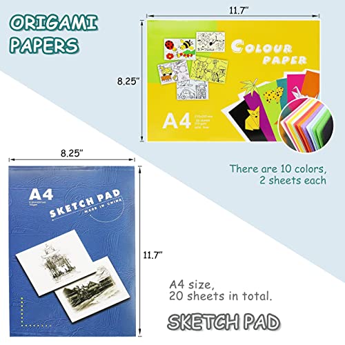 LUCYCAZ-Drawing-Kit-Art-Supplies-for-Kids-9-12-Travel-Drawing-Set-Includes-Drawing-Pad-Origami-Paper-Sketch-and-Colored-Pencils-Eraser-and-Sharpener-Sketch-Kit-for-Kids-Teens-and-Adults