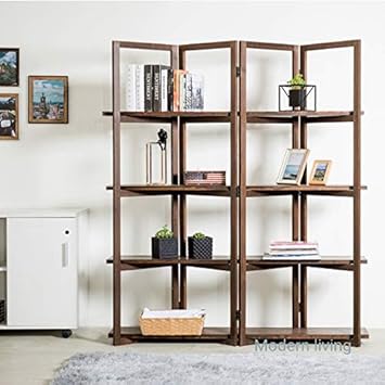 MODERN LIVING Crafts Modern Look partition with Display Shelves 4 Panel Folding Screens/partition
