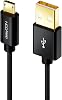 deleyCON Micro USB Cable 1 m with Nylon + Metal Connector – Charging Cable Data Cable Quick Charging Cable for Smartphone Tablet PC Laptop Notebook – Black