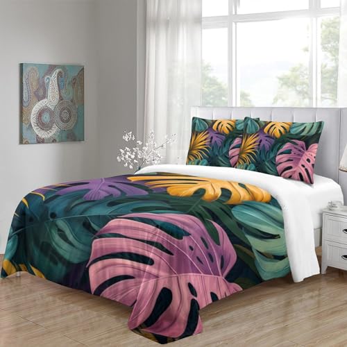 Parure de lit feuilles tropicales 3D microfibre douce 220x240cm - 5