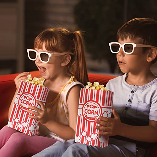 Image of 500 Pcs Paper Popcorn Bags Bulk 2 oz Large Flat Bottom Boxes Red and White Disposable Container Sleeve Movie Night Popcorn Bucket for Retro Movie Themed Party Carnival Supplies (Red and White)