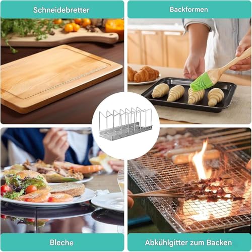 Soporte para tabla de cortar de acero inoxidable que organiza tu cocina de forma facil 5