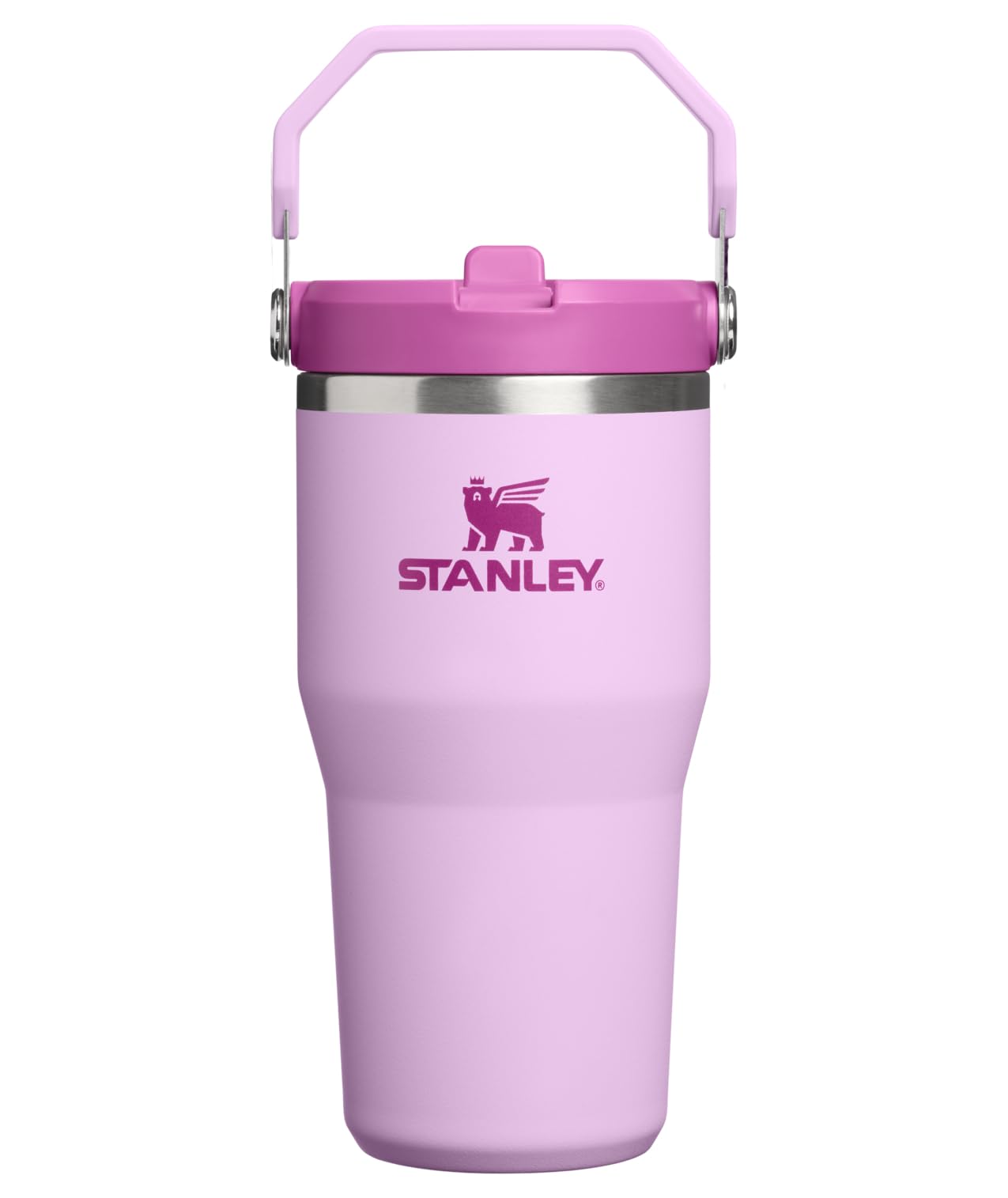 STANLEY IceFlow 2.0 - Vaso con pajilla abatible con asa, tapa giratoria y pajilla abatible, botella de agua a prueba de fugas, acero inoxidable aislado, sin BPA, color orquídea suave