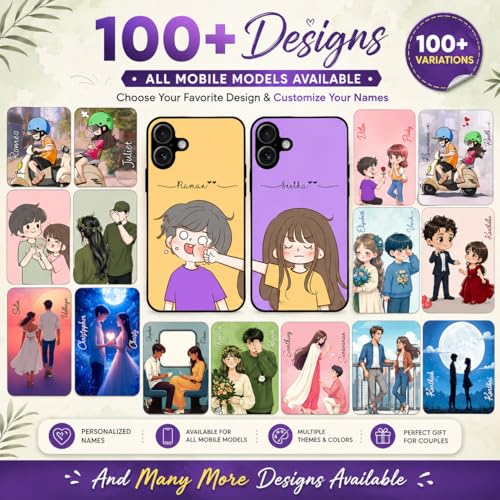 Image of Personalized Couple Mobile Cover with Custom Names | Customized Love Phone Case for Couples | Available for All Mobile Models | 8 Bassy