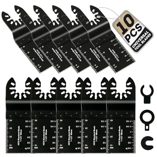 Coselena 10-Piece Multi Tool Blades Set – Heavy-Duty Oscillating Saw Blades for Wood, Plastic, and Soft Metal – Universal Fit for Precision Cutting with Most Oscillating Hand Tools