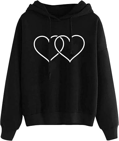 Amazon.com: Sudaderas con capucha para mujer, de corazón a corazón, con  cordón, de manga larga, sueltas, con capucha, suéter casual : Ropa, Zapatos  y Joyería