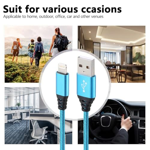 Aurnoet iPhone Charger 10FT 5Pack Apple MFi Certified Lightning Cable Fast Charging Nylon Braided USB-A to Lightning Compatible with iPhone 14/13 mini/14/13/12/11 Pro MAX/XR/XS/8/7/Plus/6S/SE/iPad