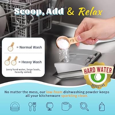 Dishwasher Detergent Powder + Booster, 90 Loads | Plastic-Free, Eco-Friendly Dishwasher Soap Pods Alternative, Concentrated Plant-Based Enzymes Cuts Grease & Grime, No Water Spots (Fragrance-Free)