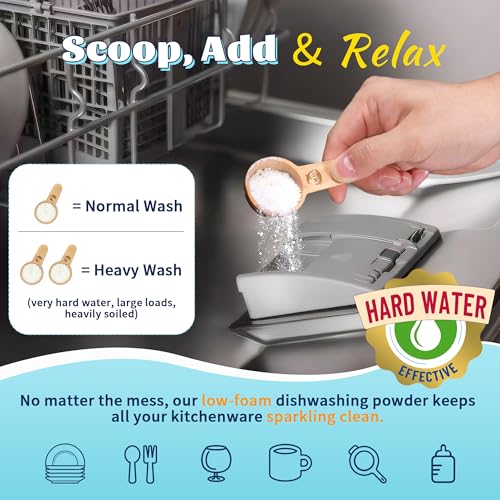 Image of Dishwasher Detergent Powder + Booster, 90 Loads | Plastic-Free, Eco-Friendly Dishwasher Soap - Pods Alternative, Concentrated Plant-Based Enzymes - Cuts Grease & Grime, No Water Spots (Fragrance-Free)