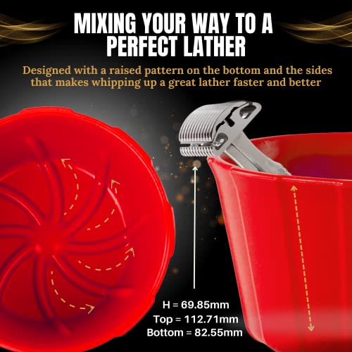 Timeless Razor Red Shaving Bowl W/Ridges Mixes Mens Shaving Cream & Shaving Soap - Durable & Holds Heat Longer - Creates A Quick, Rich & Thick Lather - Travel Essentials For Toiletry Bag - Usa Made #TOP3