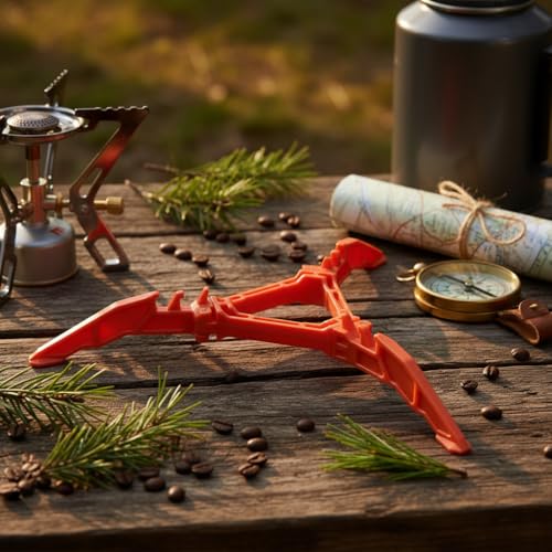 Orange Fuel Can Stabilizer for Camping Stoves,Mini Foldable Outdoor Camping Hiking Cooking Gas Tank Stove Stand,Stoves and Grills,Foldable Cartridge Canister Tripod Bracket for Hiking Camping Outdoor
