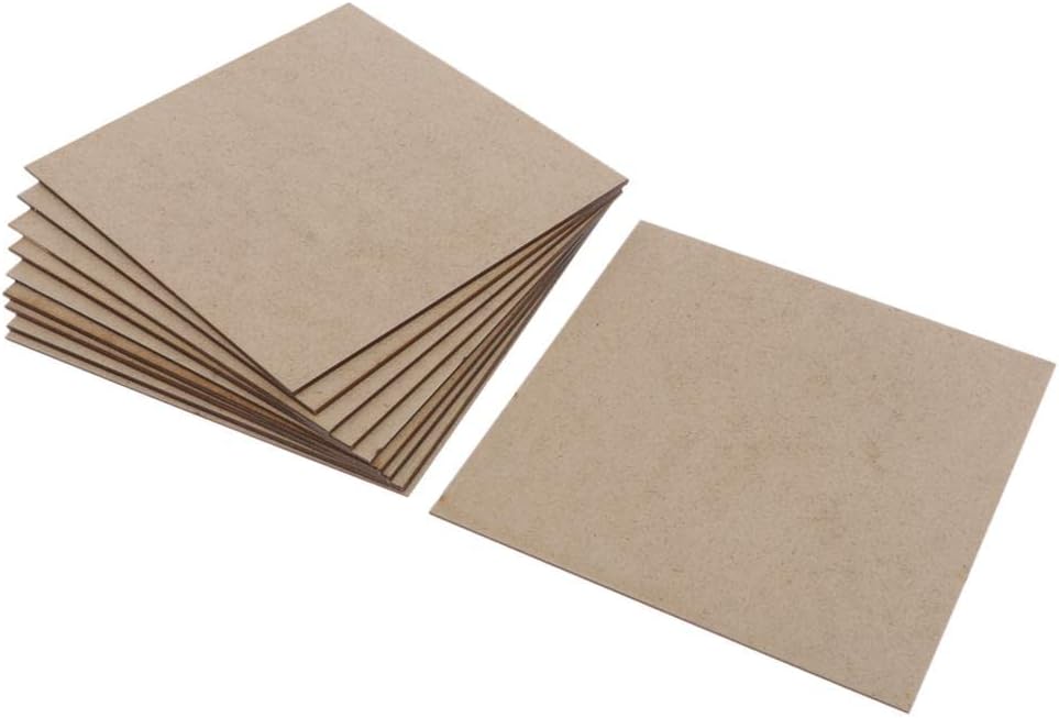 10 Sheets Blank MDF Wooden Sheet for Plaque Sign Engraving | DIY Arts & Crafts Starter Kit | for Pyrography, Wood Engraving, Modeling | Perfect for Wedding, Wood, 10X10cm