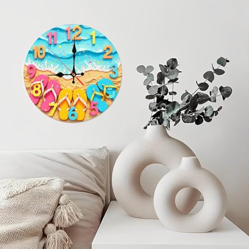 Reloj de pared madera MDF 10 pulgadas movimiento silencioso miniatura 6
