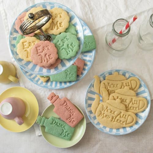 3Pcs Cookie Cutters Set DIY Biscuit Cake Moulds Eat Me Baking Cake Fondant Frame Mold With Good Wishes for Buscuit Dessert Embossing Stamp