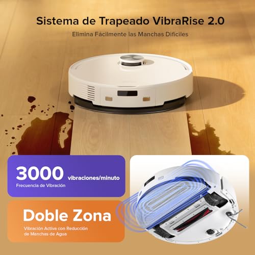 Miniatura 4 de Roborock Q10 S5 Robot Aspirador Y Fregasuelos Succión Hyperforce De 10000 Pa, Robot Vacuum Con Doble Sistema Antienredos, Navegación Precisense Lidar, Evitación De Obstáculos Reactive Tech, Blanco
