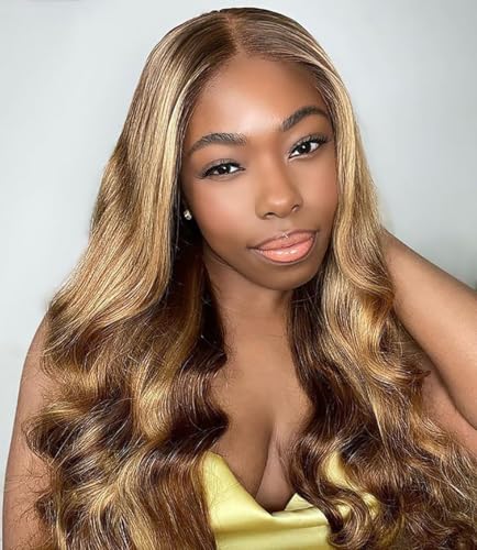 vivehebe Ombre Lace Front Wig Human Hair 18Inch Highlight Wig