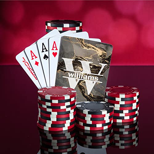 Monogram Playing Cards Marble Print Custom Playing Cards With Photo Personalized Playing Cards With Name Customized Deck Of Playing Cards For Party Favors Poker Cards Birthday Gifts For Friends Family #TOP2