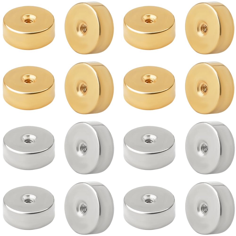 Écrous d'oreille dorés et argentés Beebeecraft en acier inoxydable 304 pour boucles, 60 pièces