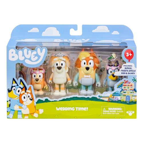image for Bluey Figure 4-Pack Wedding Time, Re-Enact Uncle Rad and Frisky's Wedd