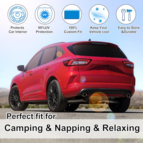 8PCS Windshield Sun Shade Custom Fit for 2020-2024 Ford Escape S, SE, SE Sport Hybrid, SEL, Titanium Accessories Foldable Sunshade Side Rear Window Shade Cover Full Set Privacy Protection by LHFLIVE - Image 6