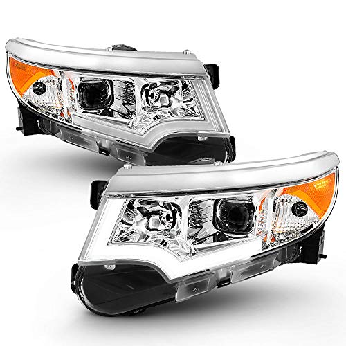 ACANII - For [Halogen Model Only] 2011-2014 Ford Edge Chrome Housing LED DRL Projector Headlights Headlamps Left+Right