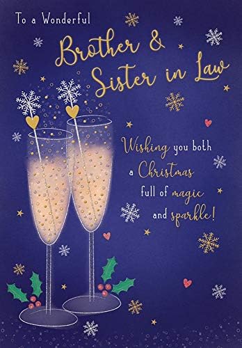 Traditional Christmas Card Brother & Sister in Law - Piccadilly Greetings, A41072,blue|pink|purple,9 x 6 inches