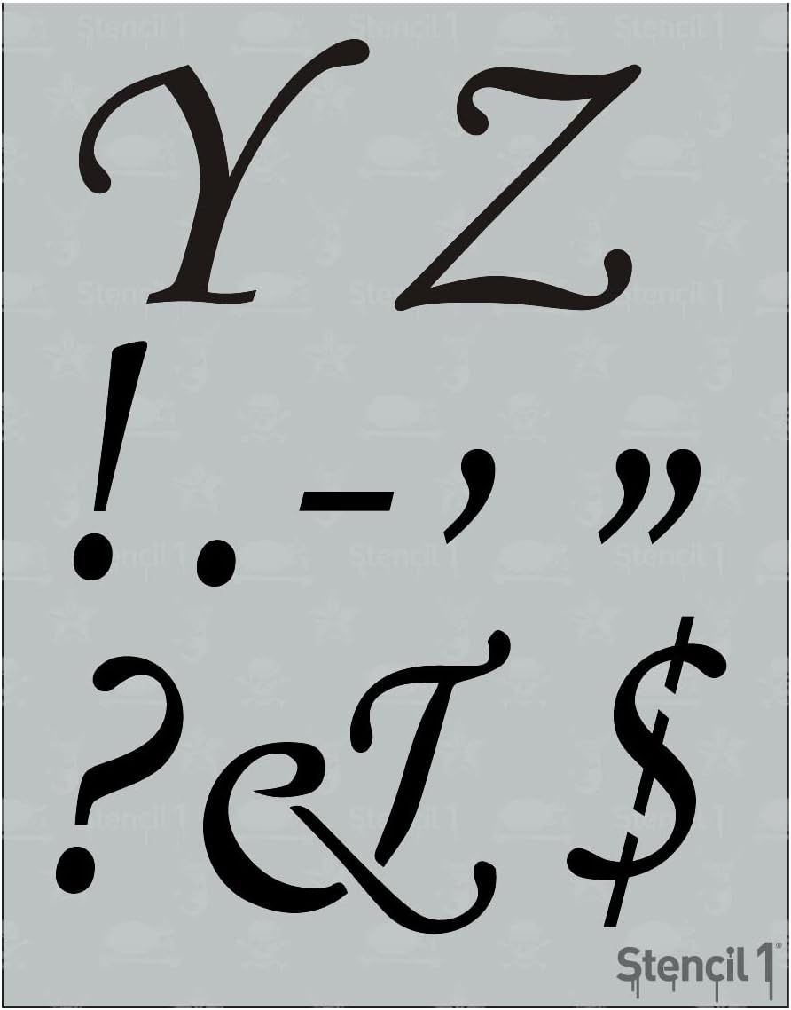 Stencil1 3" Letters Corsiva Font Stencil - Reusable Premium Quality Mylar Stencils for Painting - Alphabet Letters Stencil Crafts and Decor on Walls Fabric & Furniture Art Craft