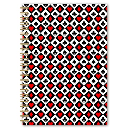 Carnet à spirales poker rouge et noir format 14x21 cm pour notes