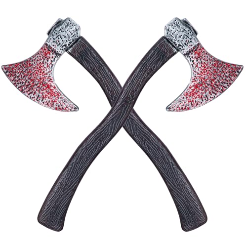 2Pcs Viking Axe Prop,Plastic Toy Axe Viking Costume Accessories,Halloween Lumberjack Axe Cosplay Party (Black)