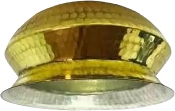 jewellary hub Traditional Hammered Brass shinny Finish Inside -Tin Coating Handi | Pital Sipri | Degchi for Cooking & Serving with Lid Brass, L-01 Liter