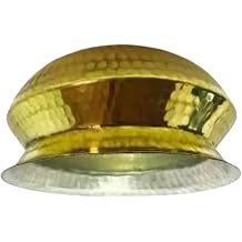 jewellary hub Traditional Hammered Brass shinny Finish Inside -Tin Coating Handi | Pital Sipri | Degchi for Cooking & Serving with Lid Brass, L-02 Liter