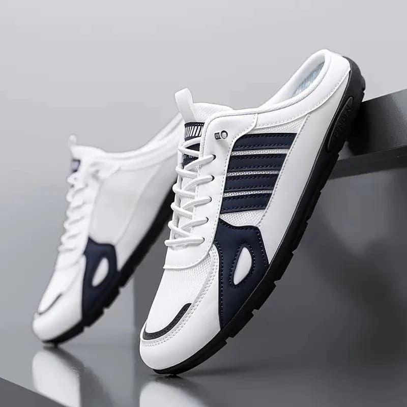 Image of BLUE POP Men's Half Shoe Sneaker Mules, Lace-Up Backless Loafers