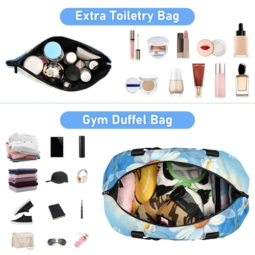 Blue Daisy Hello Sunshine Bloom Spring Workout Bag Weekender Duffel Bag with Adjustable Strap for Sports 2 Pcs Set4