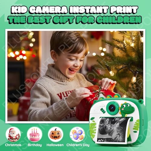 Image of PLUSPOINT Instant Print Camera for Kids Cute Cartoon, Dual Selfie Digital Camera with 1080P HD Videos Recoding, Instant Photo Printer Best Birthday Gift for Boys and Girls