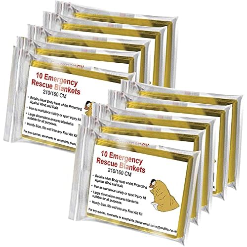 Bramble 10 Emergency Foil Blankets 210 x 160cm – Camping, Baby Sensory Foil Blanket Insulated Survival Blankets