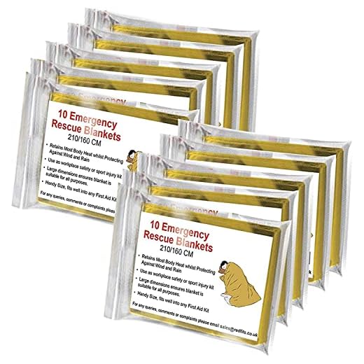 Bramble - 10 Pezzi - Coperte di Emergenza, Coperta Termica di Sopravvivenza, 210x160cm - Impermeabile, Multiuso - Protezione Calore Isolante Coperta di Salvataggio per Pronto Soccorso.