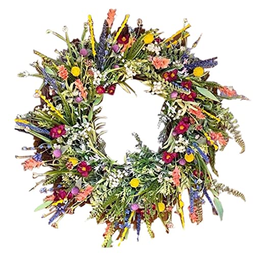 SunaOmni Door Wreath Spring, Door Wreath, Artificial Wildflower Garland, Decorative Multi-Purpose Garland, Spring Wreath Home Door, Colourful Spring Garland for Doors, 17.72 Inches, Front Door Spring