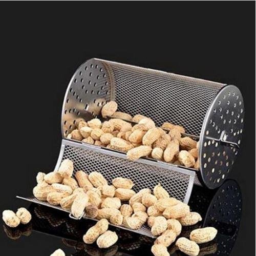 EatingBiting Beans Peanut Coffee Roaster Drum For BBQ Rotisserie Ovenware Capacity18X12cm Baking Nuts Coffee Beans Peanut Outdoor Grill BBQ - Thumbnail 2