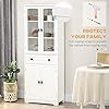 HOMCOM 63" Kitchen Pantry Cabinet, Freestanding Kitchen Pantry Storage Cabinet with Glass Doors, Drawer and Adjustable Shelves, White #5