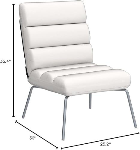 Miniatura 3 de Classic Brands Eternity - Silla decorativa tapizada sin brazos, blanca, moderna de mediados de siglo, ergonómica