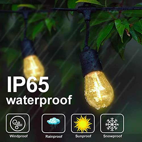 Yosion Solar Powered 46Ft Waterproof Led Outdoor String Lights With Remote Control, 15 X Shatterproof Led Light Bulbs For Backyard Garden Patio Pergola Gazebo Bistro Bedroom Party #TOP1