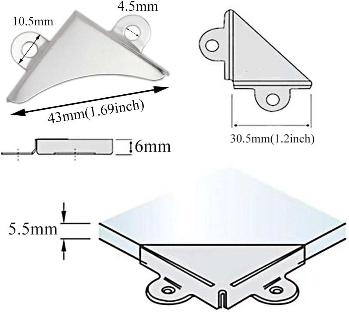 Picture Frame Corner Brackets 30.3x5.5mm Corner Frame Brackets Mirror Picture Corner Fixing Brackets Mirror Mount Mirror Mounting Hardware Silver with Screws 24PCS