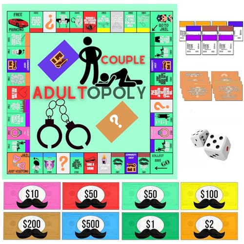 Adultopoly Board Game, Romantic Couple Board Game, Bedroom Games for Couples, Relationship Card Game, Couple Board Games for Adults Adultopoly Couple Game Conversation Card for Couples Home Travels