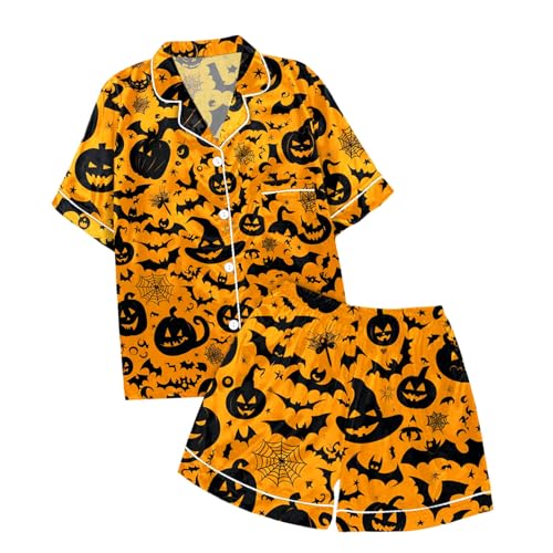 Girls Halloween Outfit Set Casual Printed Round Neck Top and Pants Toddler Kids Comfortable Daily Wear Spring Summer Fall2