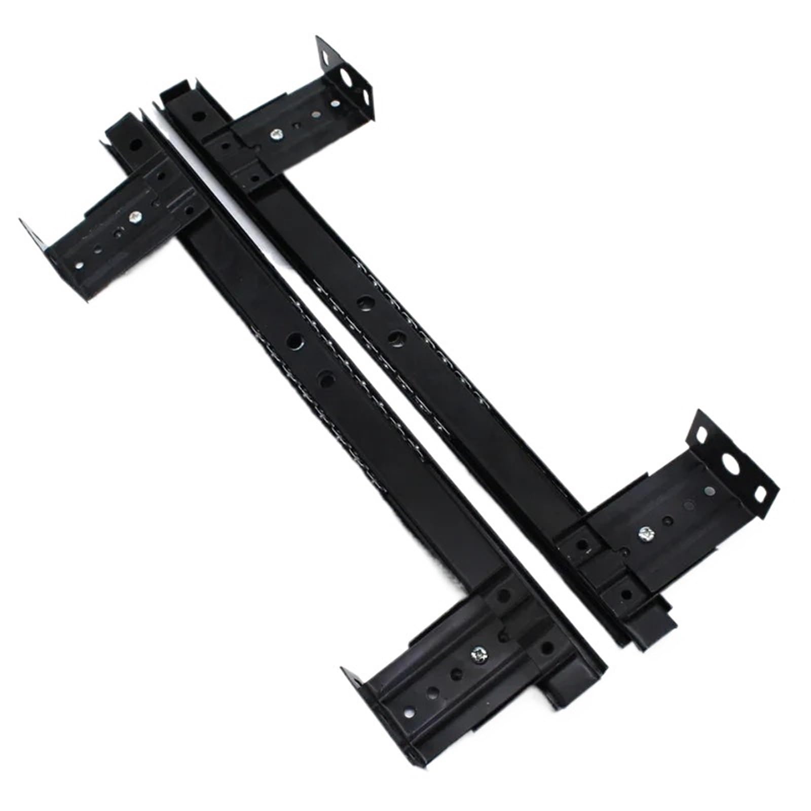 Ppqiru One Color 4Pcs Mute Ball Bearing Pull Out Tray Adjustable Hanging Bracket Suspension Track Guide Rail Fold Telescopic Drawer Runners Black For Cabinet Drawer