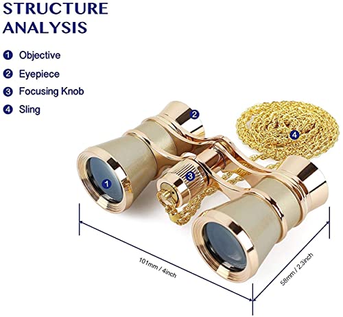 AiScrofa Opera Glasses Binoculars 3X25,Mini Binocular Compact Lightweight,with Chain for Adults Kids Women in Musical Concert - Thumbnail 2