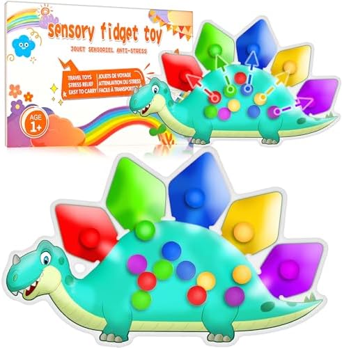 Dinosaur Color Sorting Sensory Toy Travel Toys for Toddler 1-3 Airplane Squishy Squeeze Toy Roadtrip Essenstial for Toddlers Boys Gift Fine Motor Autism Calm Fidget Montessori Preschool Activities Kid